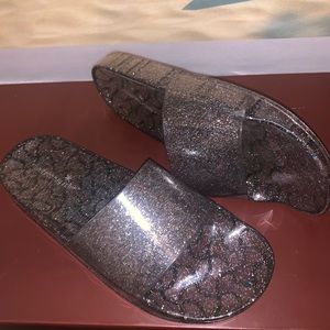 Black Glitter Sandals